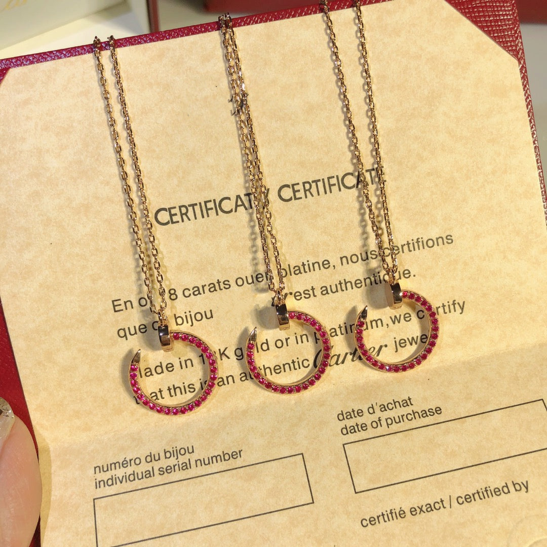 [⭐Lioran]JUSTE NECKLACE GOLD RED DIAMONDS