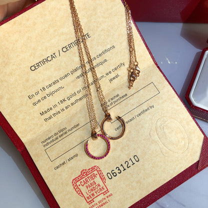 [⭐Lioran]JUSTE NECKLACE GOLD RED DIAMONDS