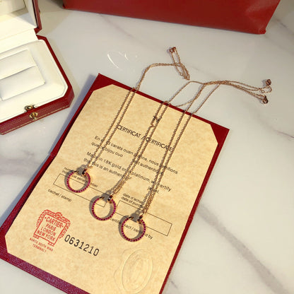 [⭐Lioran]JUSTE NECKLACE GOLD RED DIAMONDS