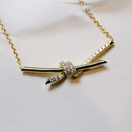 [Lioran]KNOT NECKLACE GOLD DIAMONDS