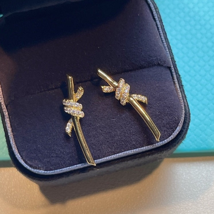 [Lioran]KNOT EARRINGS GOLD DIAMOND