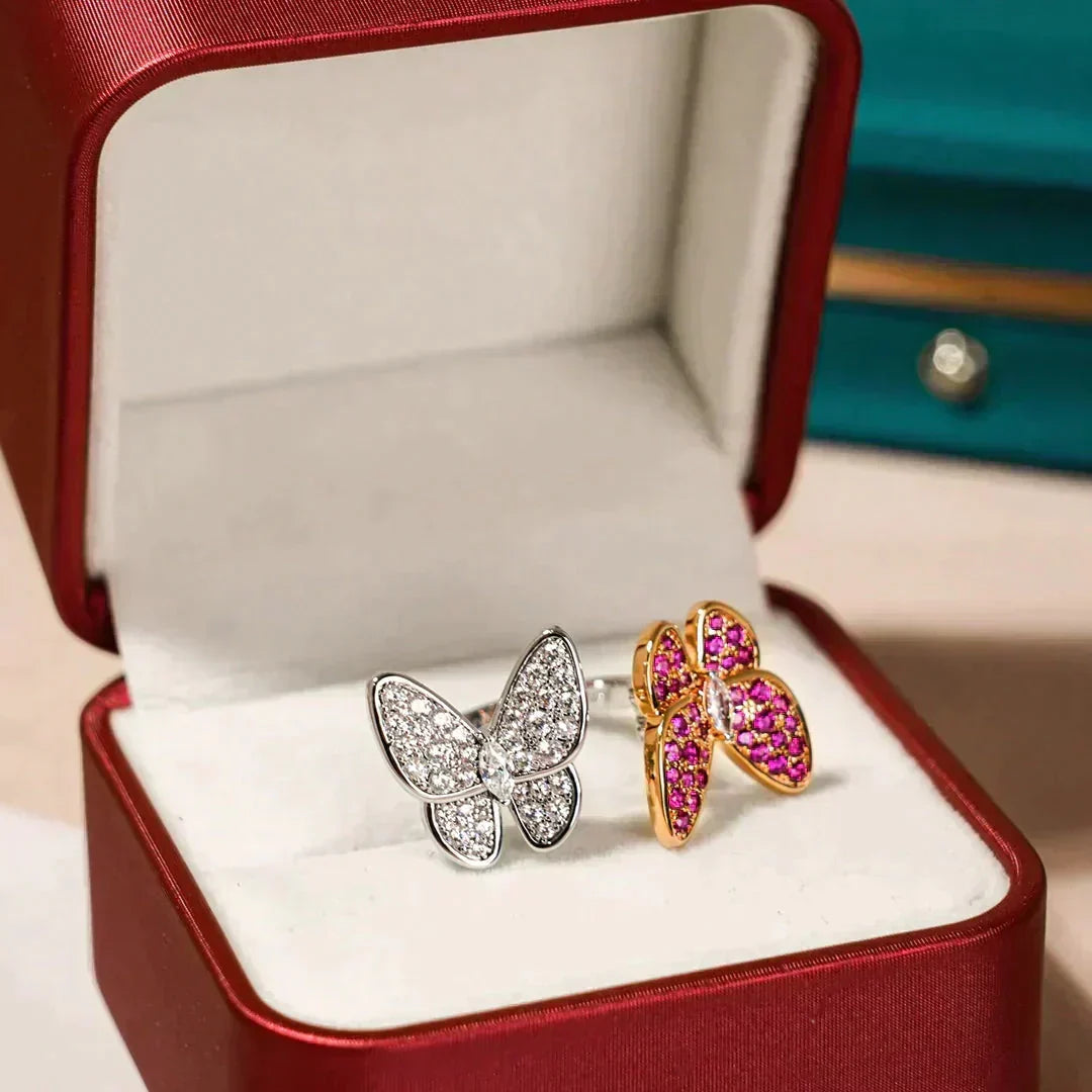 [⭐Lioran]TWIN BUTTERFLY DIAMOND RING