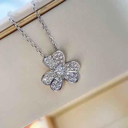 [⭐Lioran]CLOVER DIAMOND NECKLACE SILVER