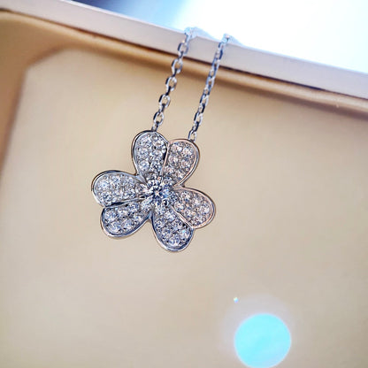 [⭐Lioran]CLOVER DIAMOND NECKLACE SILVER
