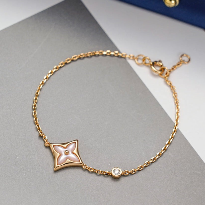 [⭐Lioran]STAR 1 DIAMOND PINK GOLD BRACELET