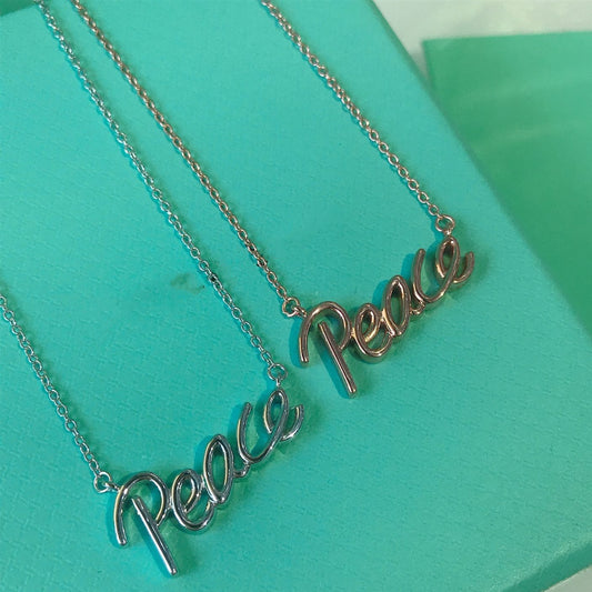 [Lioran]PEACE TEXT PEDANT NECKLACE