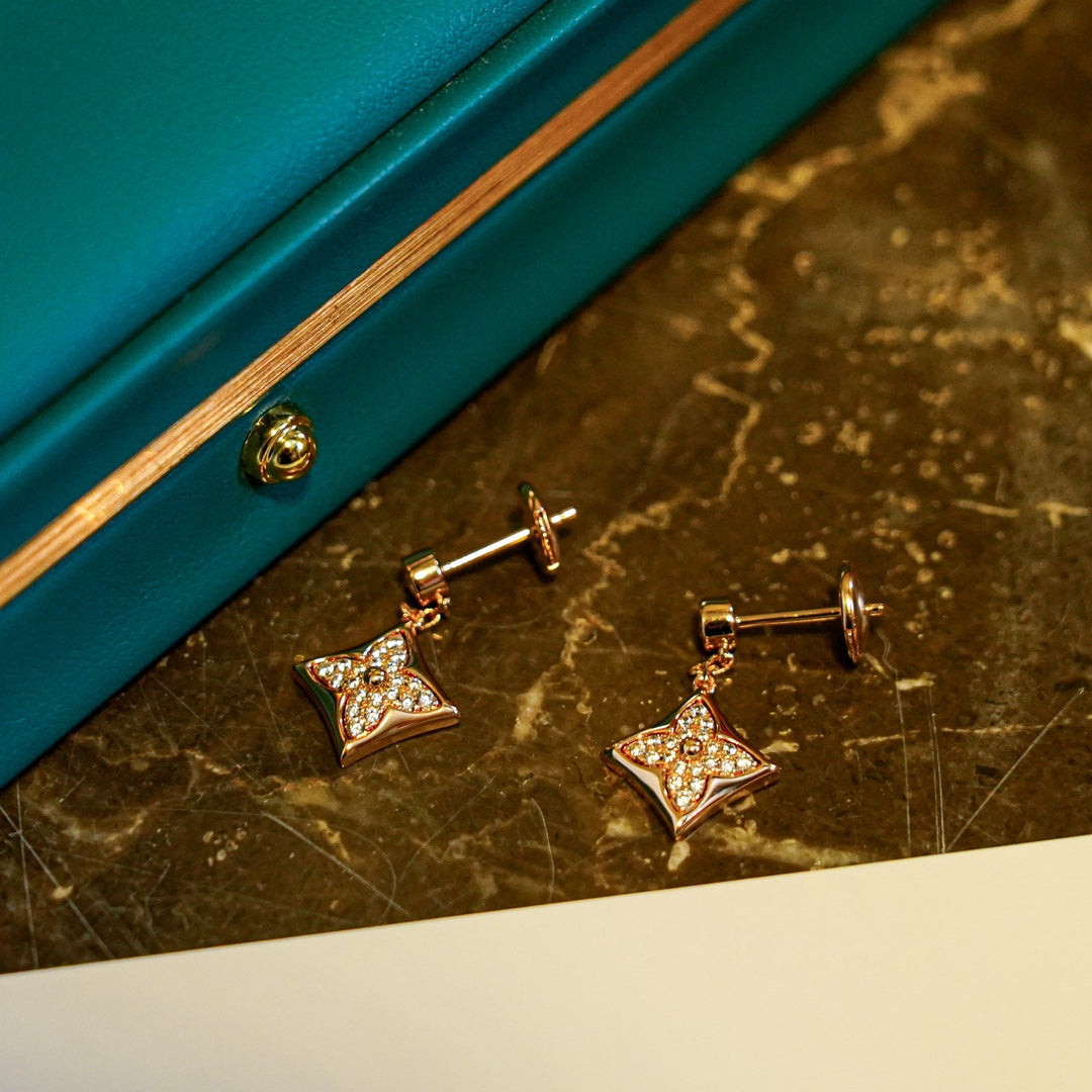 [⭐Lioran]STAR DIAMONDS EARRINGS GOLD