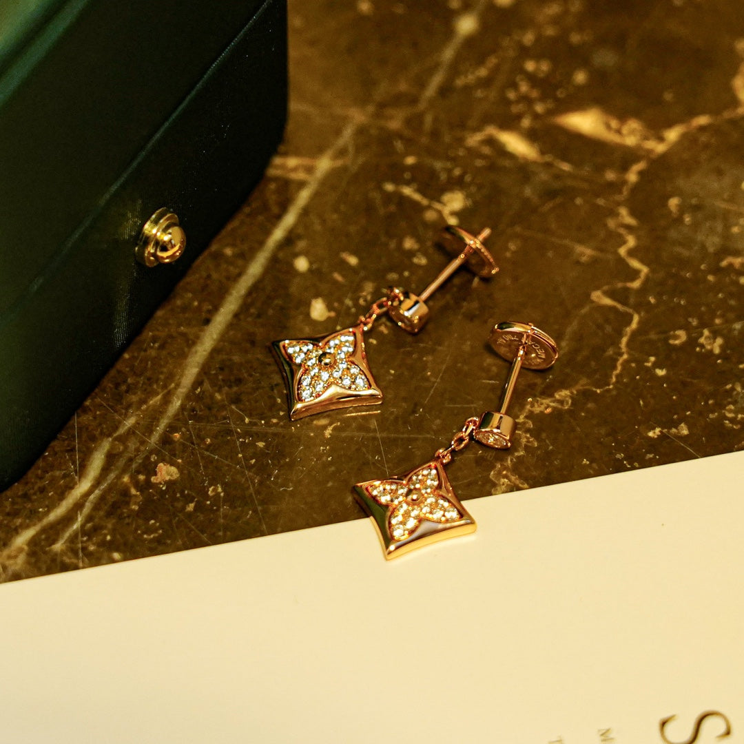 [⭐Lioran]STAR DIAMONDS EARRINGS GOLD