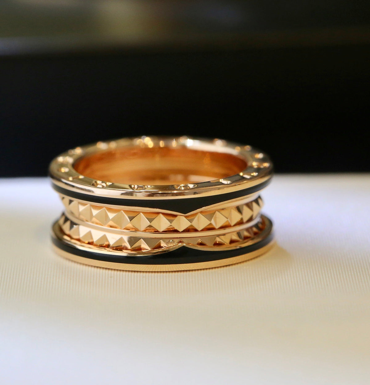 [⭐Lioran]ZERO 1 PINK GOLD BLACK CERAMIC RING