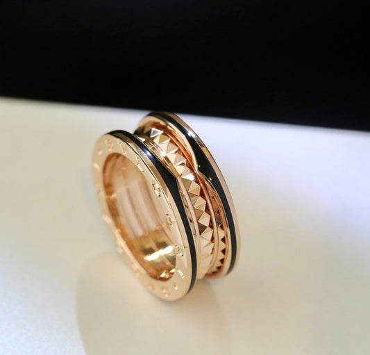 [⭐Lioran]ZERO 1 PINK GOLD BLACK CERAMIC RING
