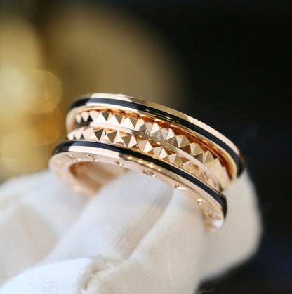 [⭐Lioran]ZERO 1 PINK GOLD BLACK CERAMIC RING