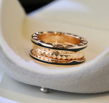 [⭐Lioran]ZERO 1 PINK GOLD BLACK CERAMIC RING