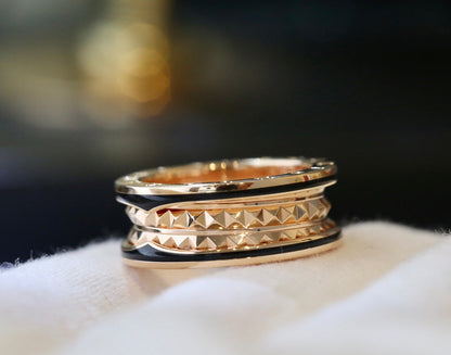 [⭐Lioran]ZERO 1 PINK GOLD BLACK CERAMIC RING