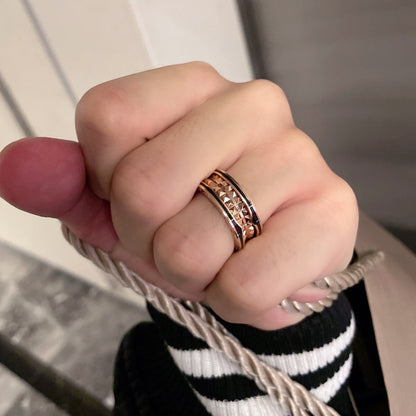 [⭐Lioran]ZERO 1 PINK GOLD BLACK CERAMIC RING