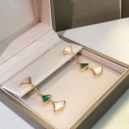 [⭐Lioran]DREAM EARRINGS 3 MOTIFS MALACHITE MOP PINK GOLD