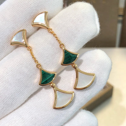 [⭐Lioran]DREAM EARRINGS 3 MOTIFS MALACHITE MOP PINK GOLD
