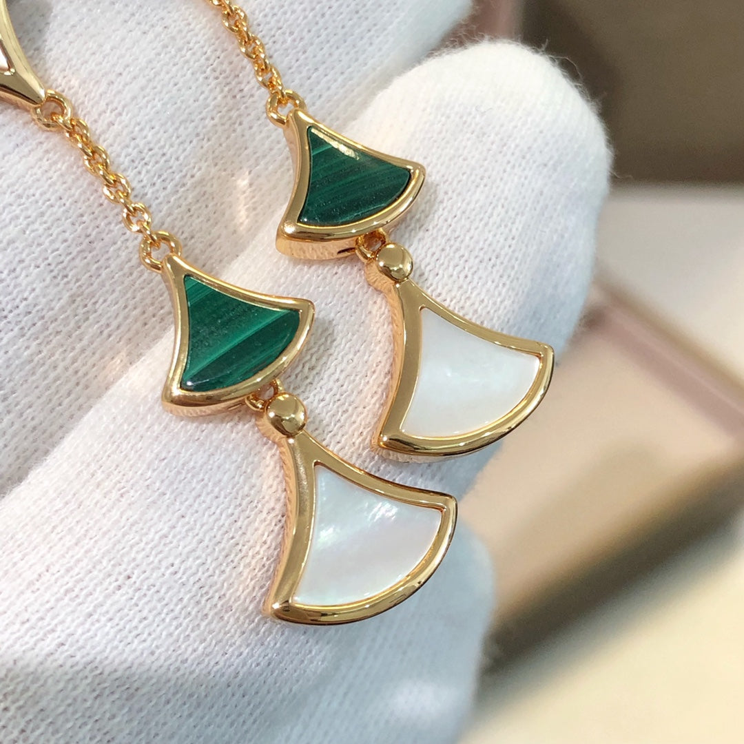 [⭐Lioran]DREAM EARRINGS 3 MOTIFS MALACHITE MOP PINK GOLD