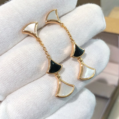 [⭐Lioran]DREAM EARRINGS 3 MOTIFS ONYX MOP PINK GOLD