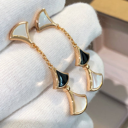 [⭐Lioran]DREAM EARRINGS 3 MOTIFS ONYX MOP PINK GOLD