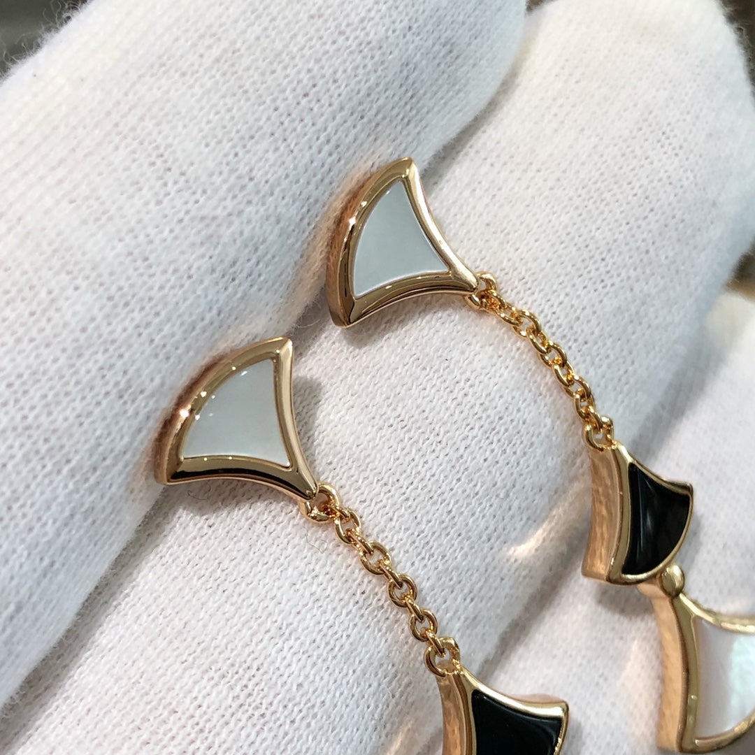 [⭐Lioran]DREAM EARRINGS 3 MOTIFS ONYX MOP PINK GOLD