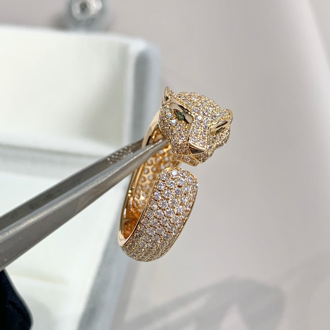 [⭐Lioran]PANTHERE PINK GOLD DIAMOND RING