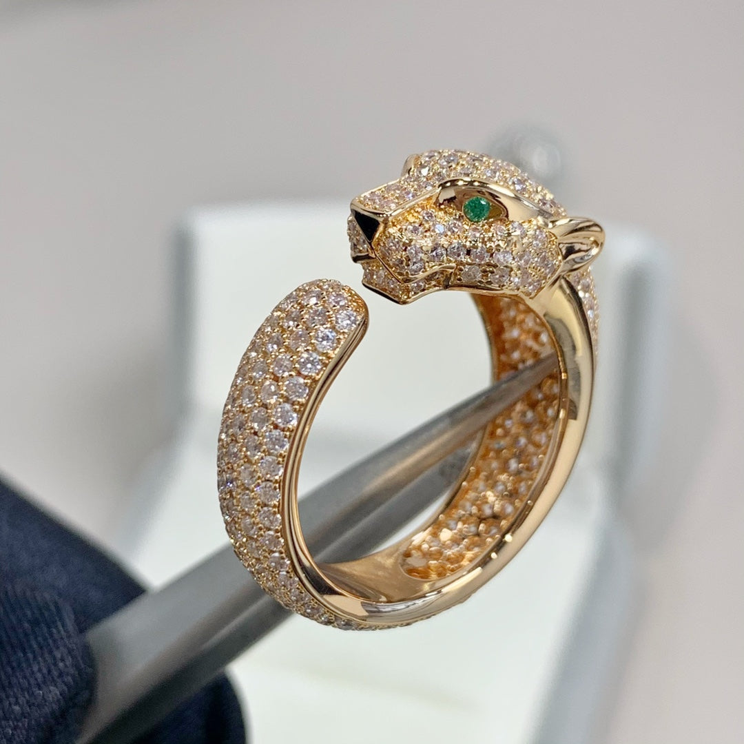 [⭐Lioran]PANTHERE PINK GOLD DIAMOND RING