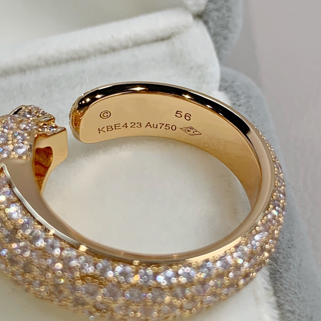 [⭐Lioran]PANTHERE PINK GOLD DIAMOND RING