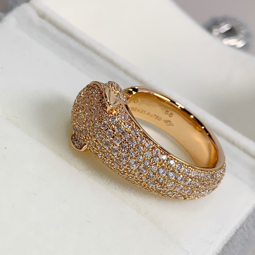 [⭐Lioran]PANTHERE PINK GOLD DIAMOND RING