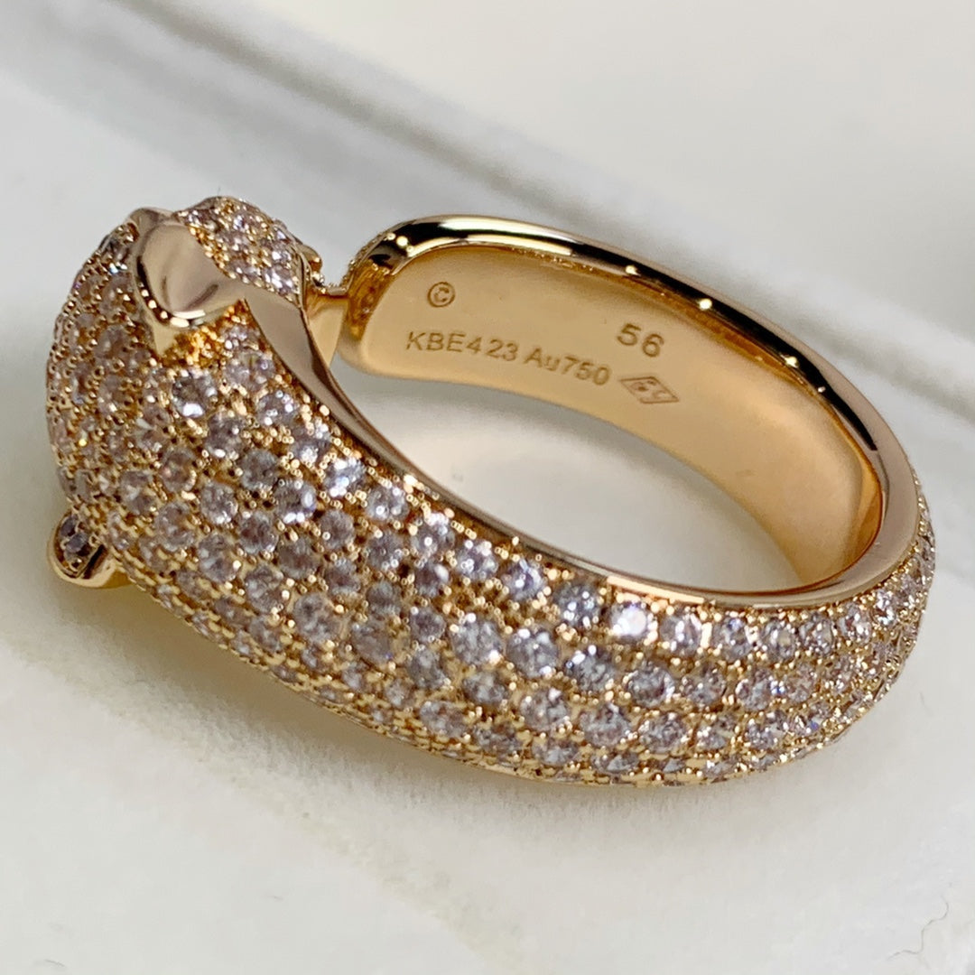 [⭐Lioran]PANTHERE PINK GOLD DIAMOND RING