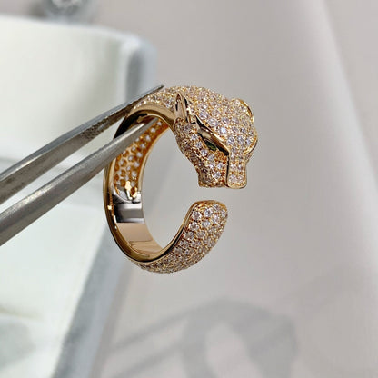 [⭐Lioran]PANTHERE PINK GOLD DIAMOND RING