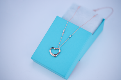 [Lioran]OPEN HEART PEDANT PINK GOLD NECKLACE