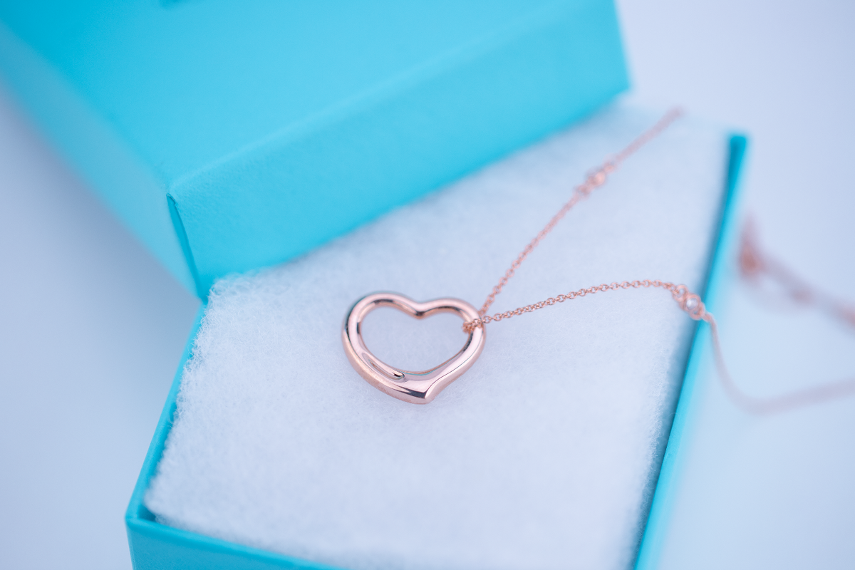 [Lioran]OPEN HEART PEDANT PINK GOLD NECKLACE