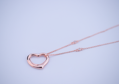 [Lioran]OPEN HEART PEDANT PINK GOLD NECKLACE