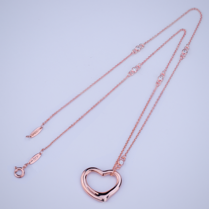 [Lioran]OPEN HEART PEDANT PINK GOLD NECKLACE