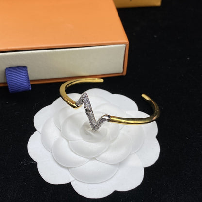 [⭐Lioran]VOLTE UPSITE DOWN DIAMOND GOLD OPEN BRACELET