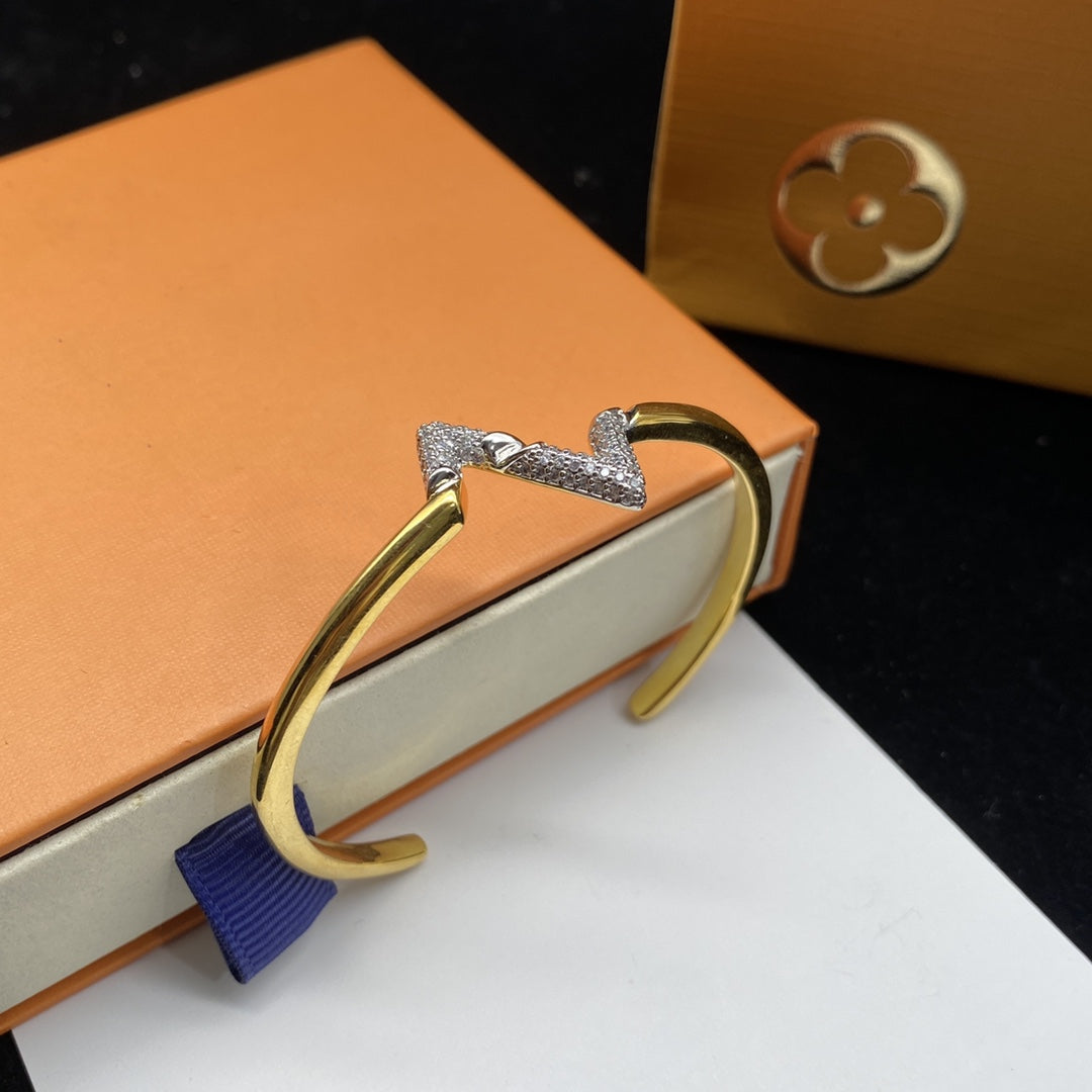 [⭐Lioran]VOLTE UPSITE DOWN DIAMOND GOLD OPEN BRACELET