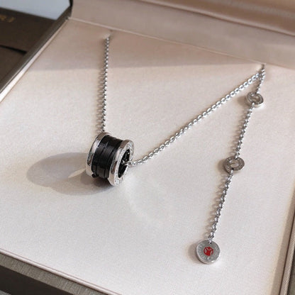 [⭐Lioran]ZERO 1 BLACK CERAMIC SILVER NECKLACE
