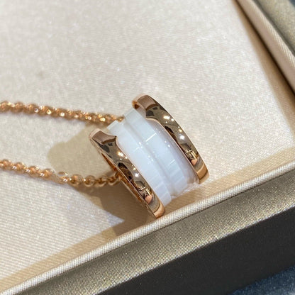 [⭐Lioran]ZERO 1 WHITE CERAMIC PINK GOLD NECKLACE