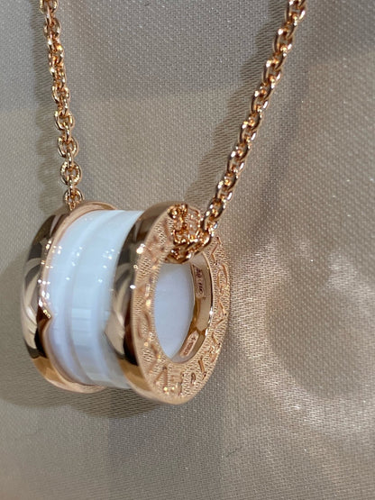 [⭐Lioran]ZERO 1 WHITE CERAMIC PINK GOLD NECKLACE