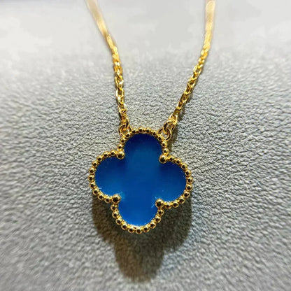 [⭐Lioran]CLOVER 15MM BLUE AGATE NECKLACE