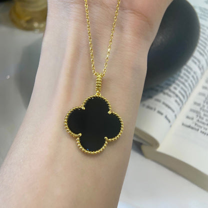[⭐Lioran]CLOVER 25MM NECKLACE GOLD ONYX