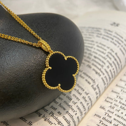 [⭐Lioran]CLOVER 25MM NECKLACE GOLD ONYX