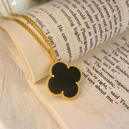 [⭐Lioran]CLOVER 25MM NECKLACE GOLD ONYX