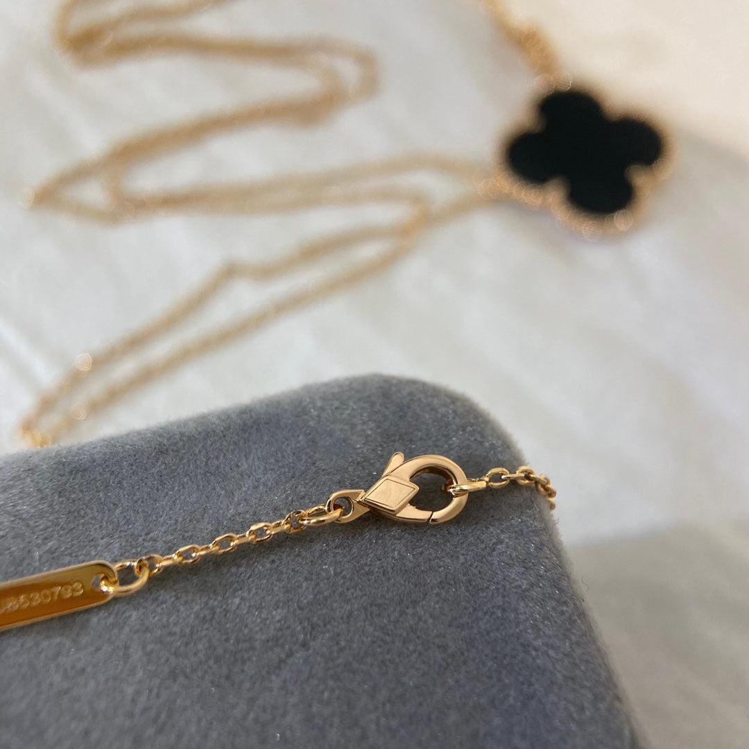[⭐Lioran]CLOVER 25MM NECKLACE GOLD ONYX