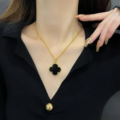 [⭐Lioran]CLOVER 25MM NECKLACE GOLD ONYX