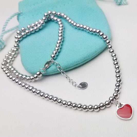 [Lioran]HEART PEDANT SILVER BALL CHAIN NECKLACE