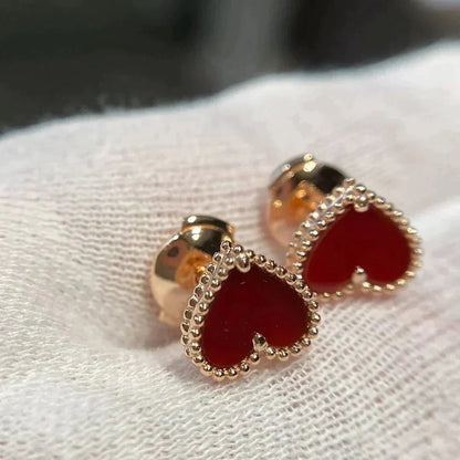 [⭐Lioran]HEART CARNELIAN STUD EARRINGS