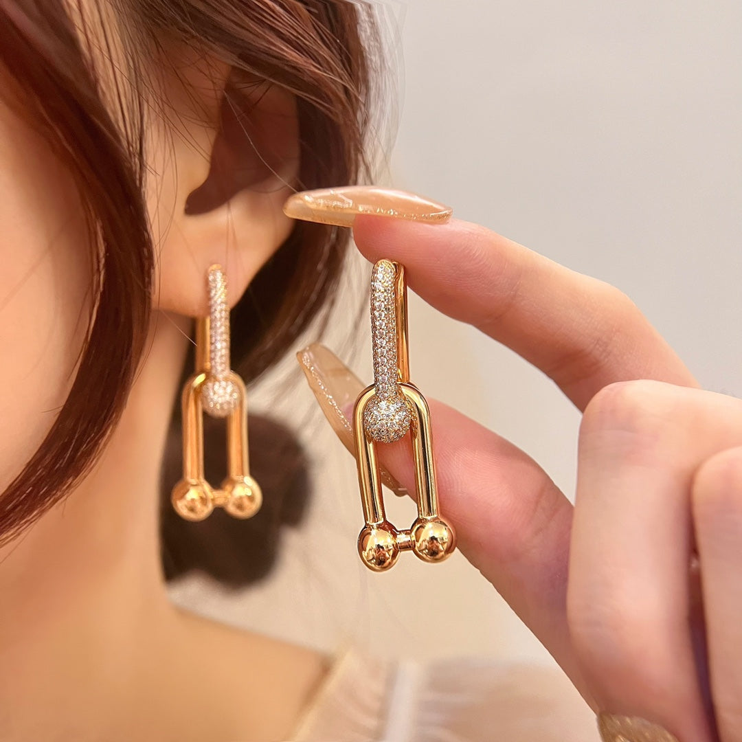 [Lioran]HARDWEAR DROP DIAMONDS EARRINGS