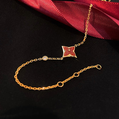 [⭐Lioran]COLOR STAR CARNELIAN PINK GOLD DIAMOND BRACELET