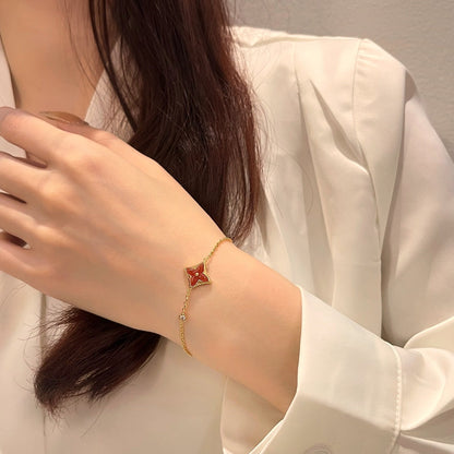 [⭐Lioran]COLOR STAR CARNELIAN PINK GOLD DIAMOND BRACELET